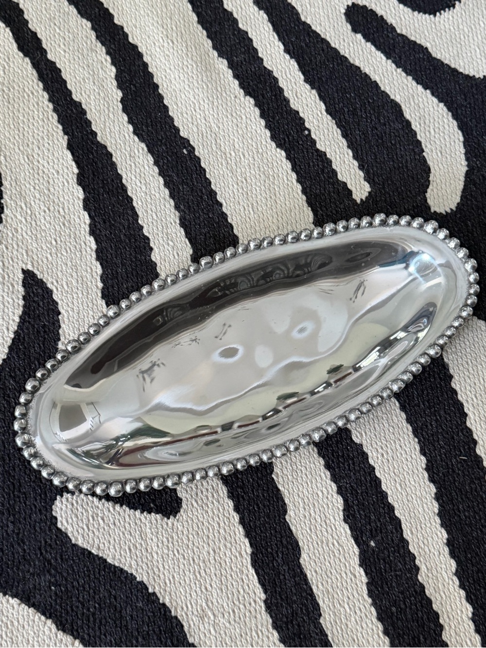Lenox Silver Beaded Oval Decorative Tray